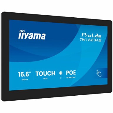 IIYAMA Touch monitor TW1623AS-B3P / 15.6", 1920 x 1080, IPS, Android 13, PoE, crna